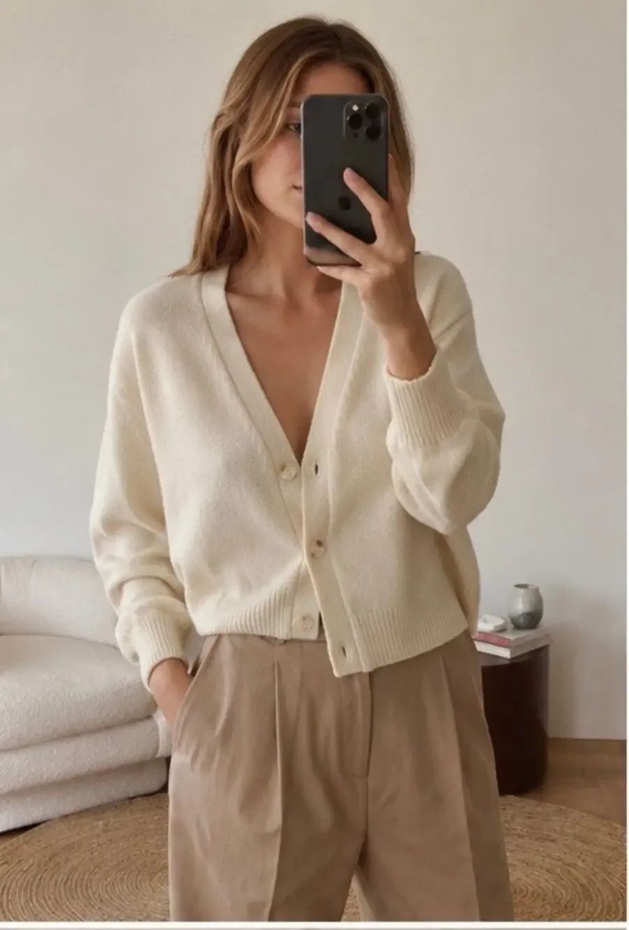 Reformation varenne cashmere cardigan warm white size XL
